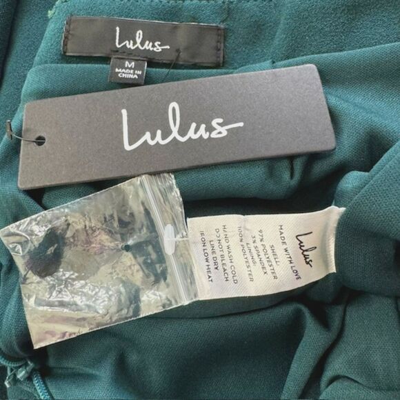 LULUS DARK TEAL GREEN OPEN BACK WIDE LEG JUMPSUIT SIZE MEDIUM NWT - Picture 15 of 15